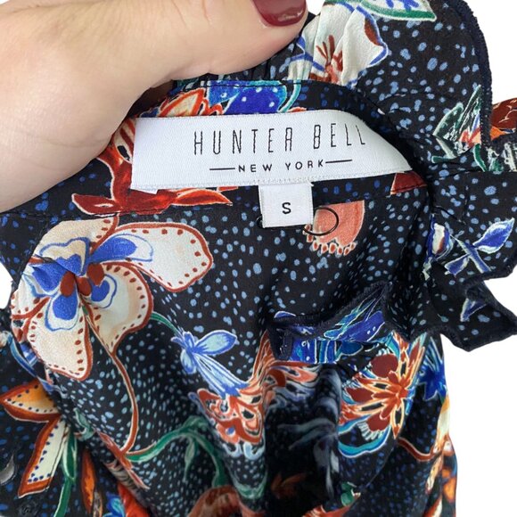 Hunter Bell Women's Joplin Dress Floral Silk Size Small Ruffle High Neck - Picture 7 of 11